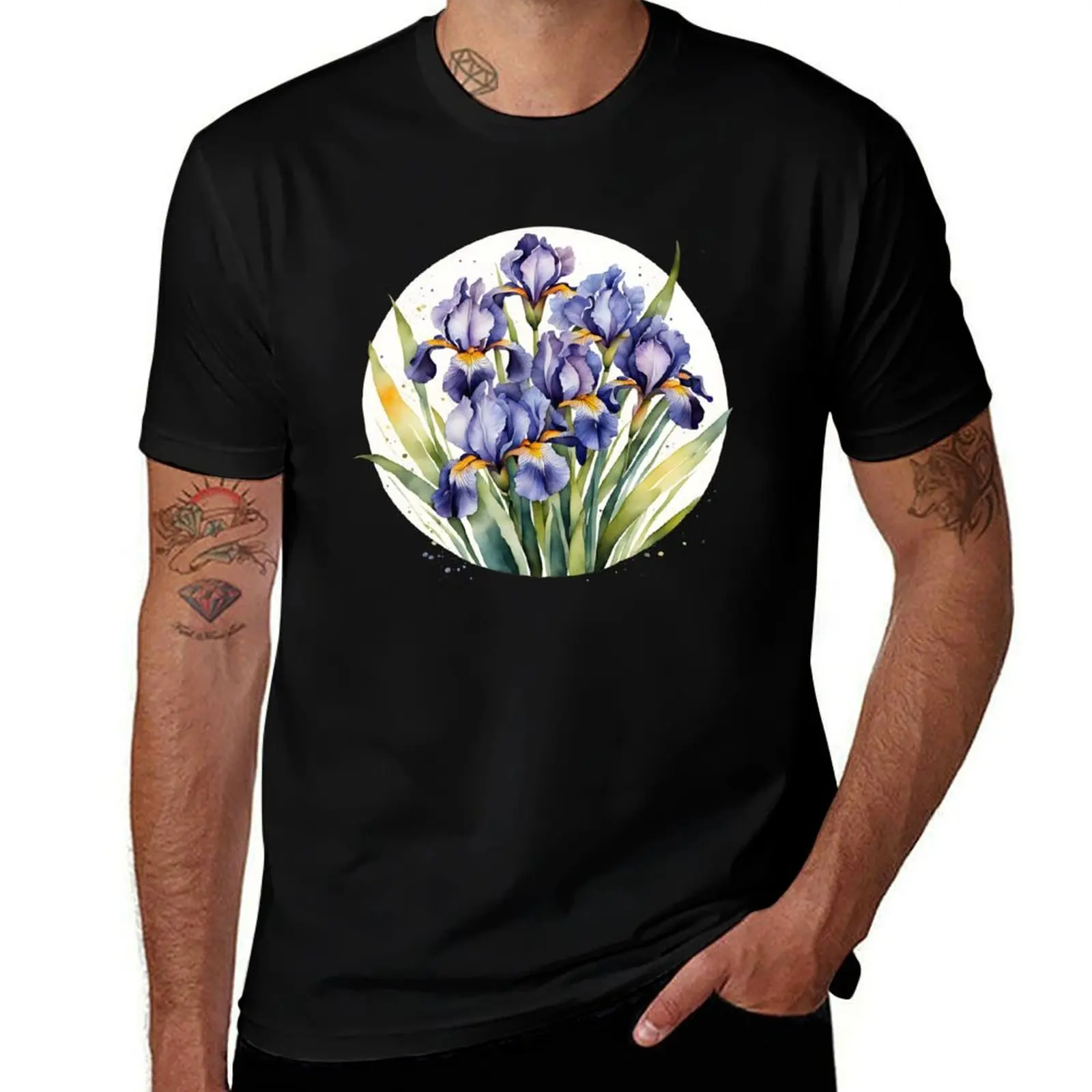 

Футболка Irises, футболки больших размеров, летняя рубашка, уличная одежда, мужские футболки высокого качества
