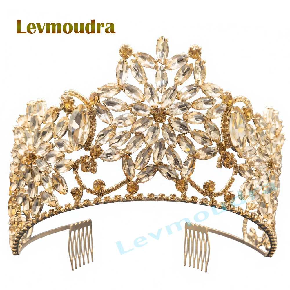 

Levmoudra Bridal Tiaras Crown with Comb Crystal Headpieces Pageant Wedding Hair Accessories