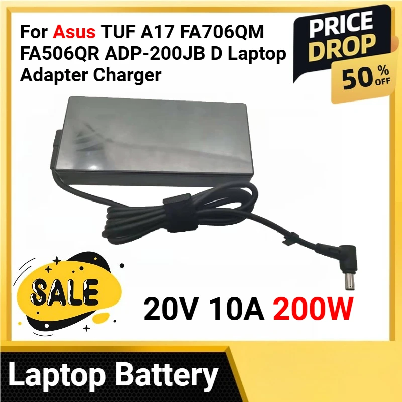 

20V 10A 200W For Asus TUF A17 FA706QM FA506QR ADP-200JB D Laptop Adapter Charger for ROG Zephyrus G15 GA503Q GA503 6.0*3.7MM