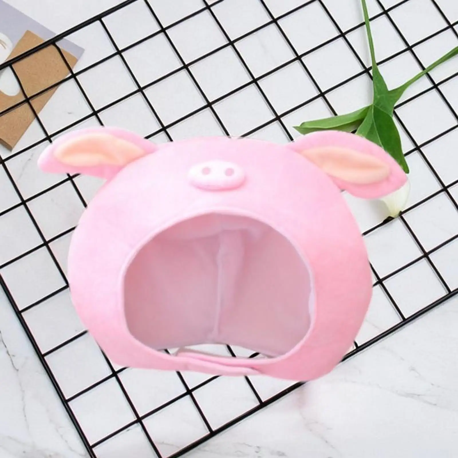 Cute Plush Pig Hat Cartoon Halloween Costume Women Headwear Soft Animal Hat Cap for Cosplay Halloween Holiday Fancy Dress Party