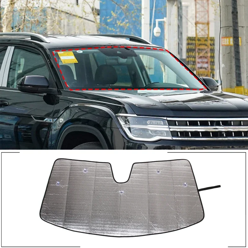 

For 2022-2023 Volkswagen Teramont Aluminum Foil Silver Car Styling Car Front Glass Anti-UV Sunshade Car Interior Accessories