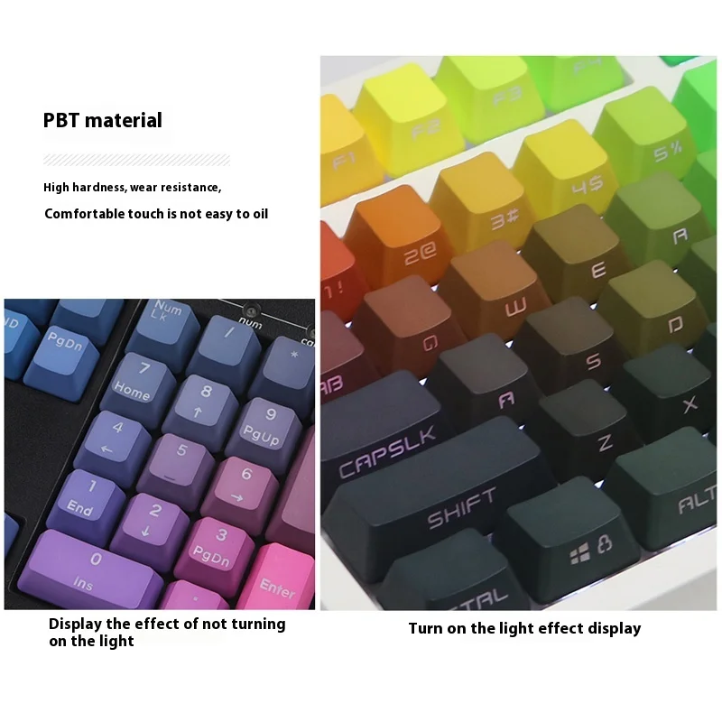 Tastiera meccanica keycaps prisma luce PBT di alta qualità con incisione laterale traslucida altezza OEM comodi copritasti a 123 tasti