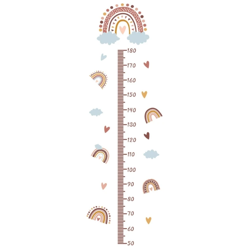 Height Measure Wall Stickers Cartoon Rainbow Kid Room Growth Chart Nurserys Room