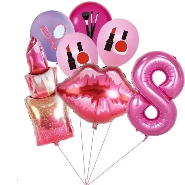 Spa Make-up Geburtstagsparty-Zubehör Kosmetik Mädchen-Geschenke Tischgeschirr Teller Becher Luftballons für Mädchen-Geburtstagsfeier Hochzeitsdekoration – Detail 25