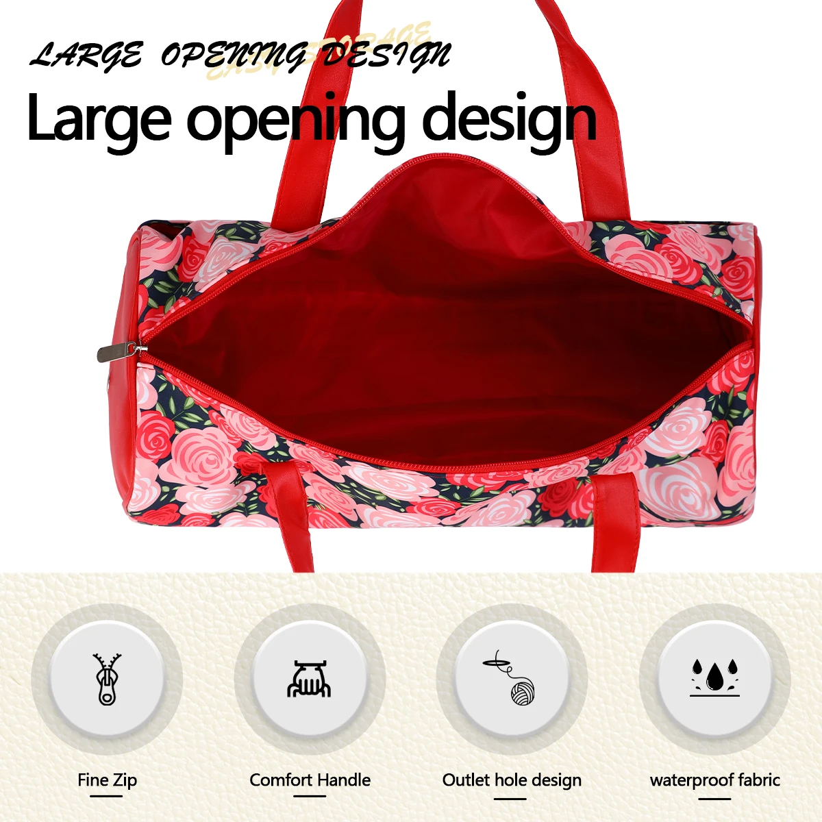 Large Capacity Wool Storage Bag Portable Knitting Bag DIY Yarn Storage Organizer Storage Bag for Yarn and Crochet Hooks Sewing