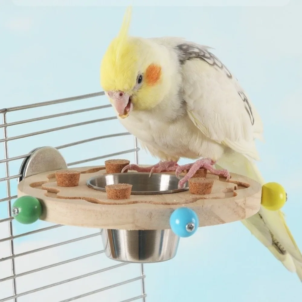 

Wooden Parrot Puzzle Toys Bite Resistant Block Cork Bird Perch Stand Durable Wear-Resistant Parrot Cage Molar Toy Interactive