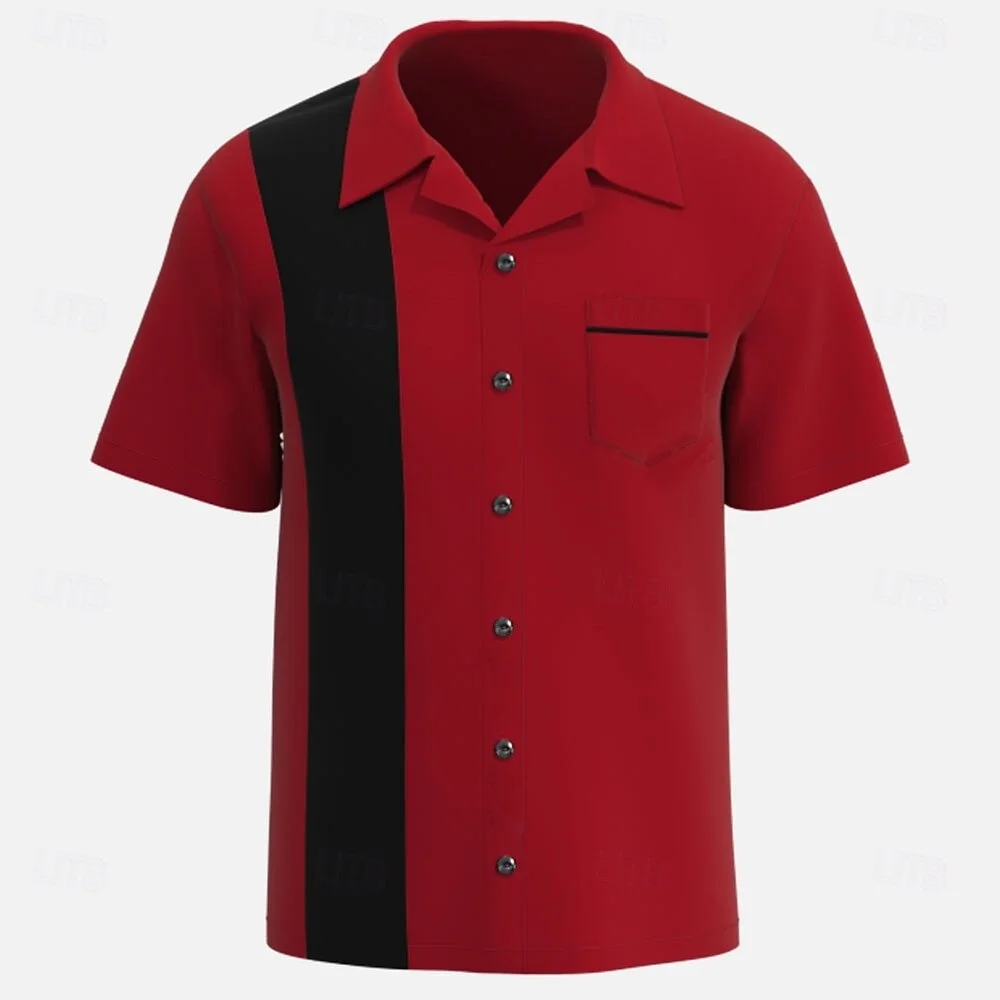 9 Colors Men's Solid Color Shirt Button Up Shirt Short Sleeve Sports Sports Travel Summer Cuff Pocket Black White Pink Red