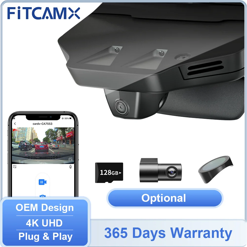 4K UHD FITCAMX Car Dashcam DVR for Jaguar XF 2012-2023 / XE 2016-2024 / F-Pace 2017-2026 / I-Pace 2019-2023,Back Camera Optional