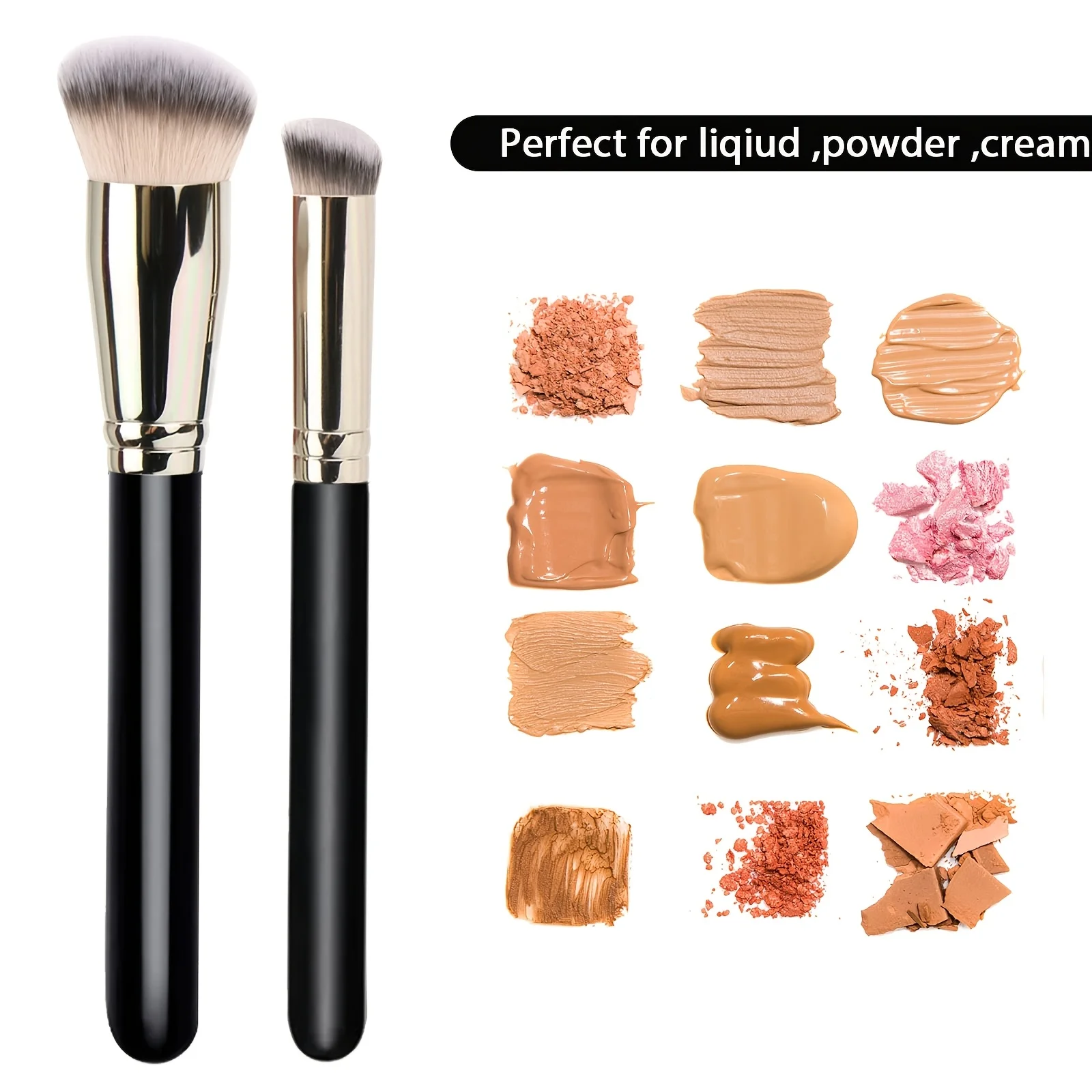 2PCS Angled Foundation & Concealer Makeup Brush Soft Synthetic Hair Face Cosmetic Brush for Daily Makeup