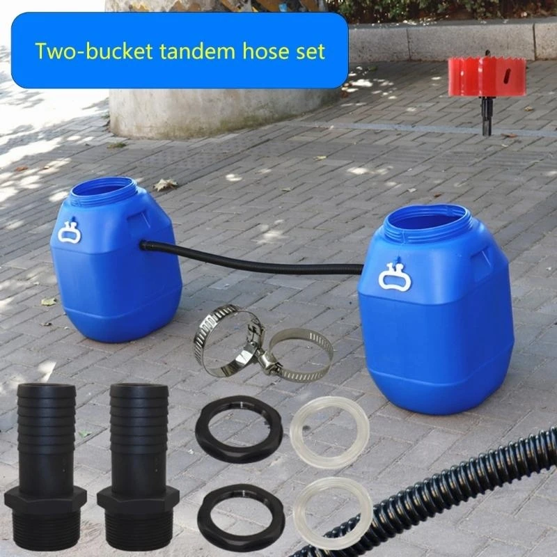

652F Easy Install Rainwater Harvest Connector with 500mm flexible hoses Efficient Water Butt Connection for Water Storage