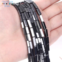 Natural Stone Beads Hematite Square Tube Loose Spacer Beads For Jewelry Making DIY Halloween Gift Bracelet Handmade