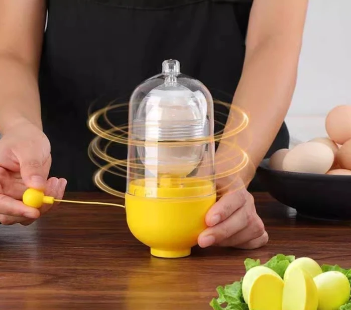 Manual Type Egg Shaker Portable Durable Drawstring Egg Shaker Household Transparent Plastic Egg Mixer Kitchen Accessories
