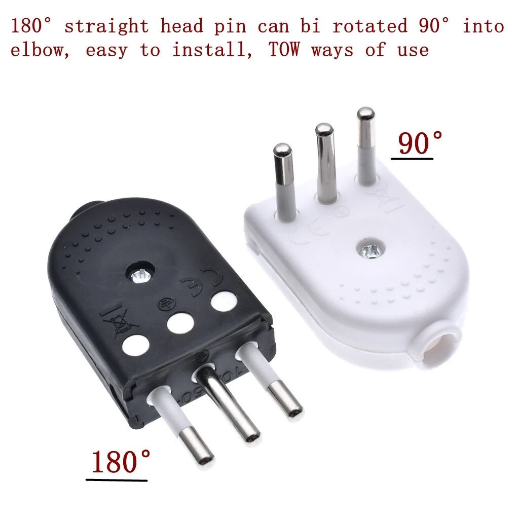 New detachable Elbow wiring docking EU male power plug Italy removable 90 angle convert plug connector type L 10A/16A