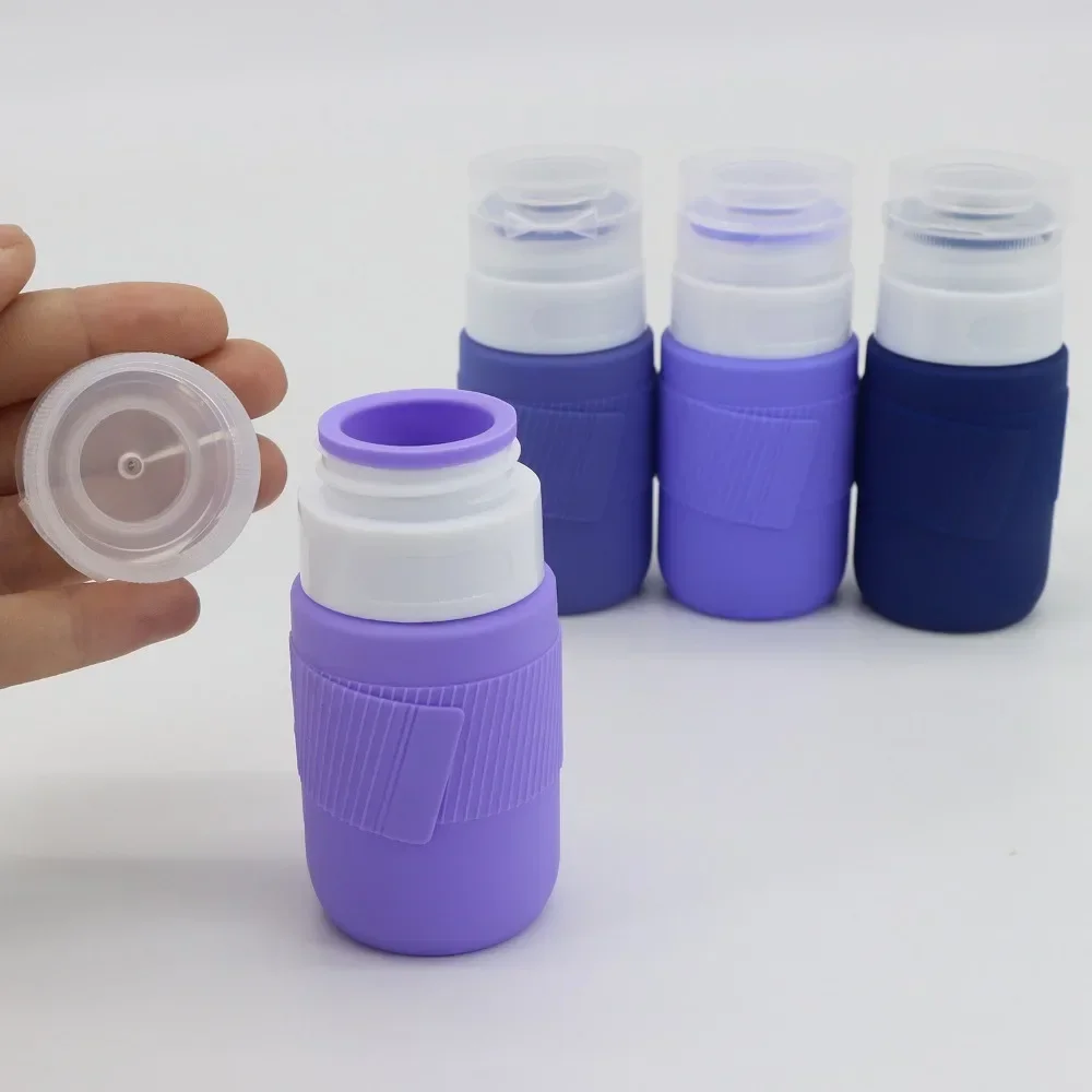 Botella dispensadora de viaje de silicona, botella de almacenamiento de loción exprimible portátil a prueba de fugas, cosméticos para lavado de cara, botellas vacías exprimibles