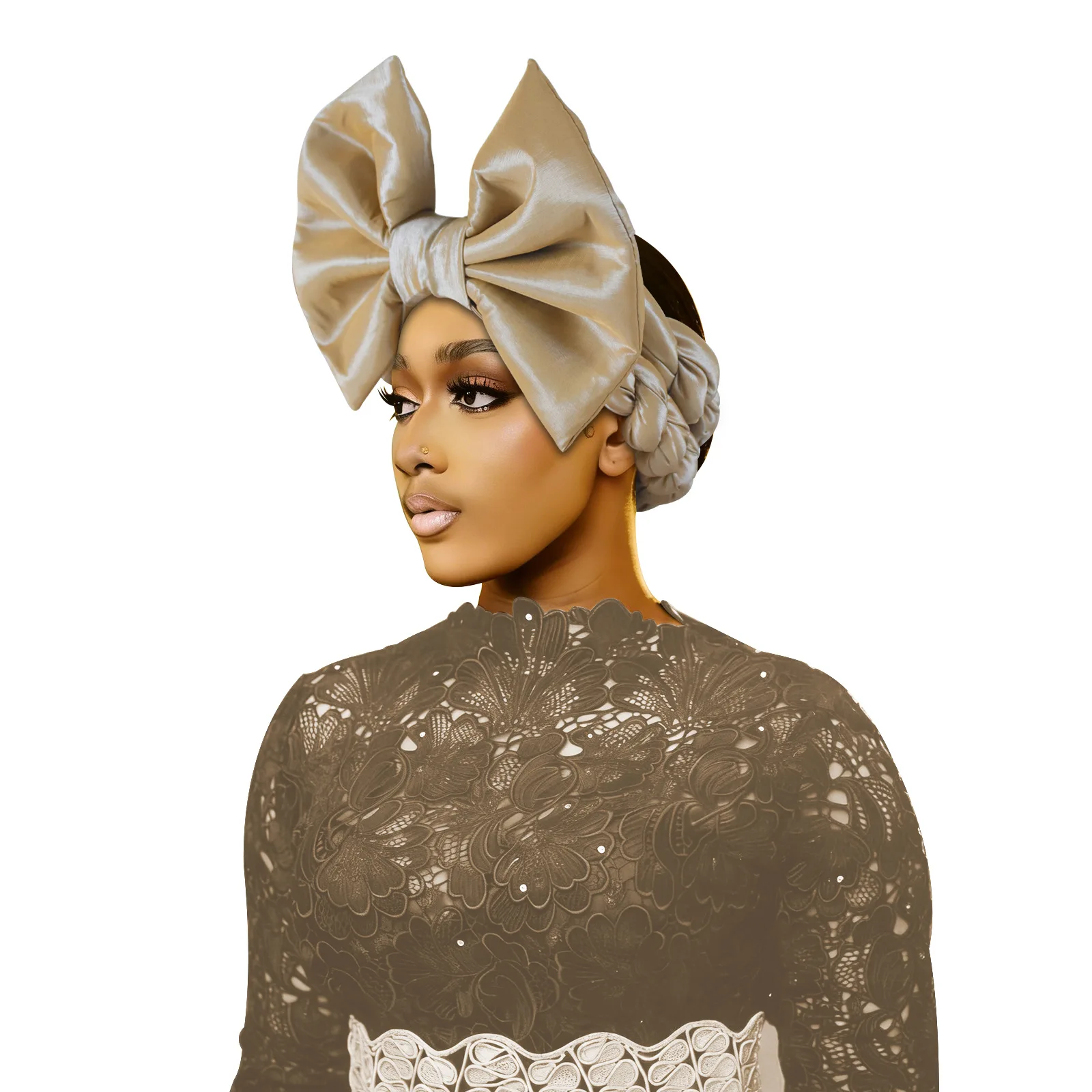 

Latest Satin Twist Braids Bowknot Headband Elastic Headwear African Cap Nigerian Wedding Gele Women Turban Bandana Bandage Wrap