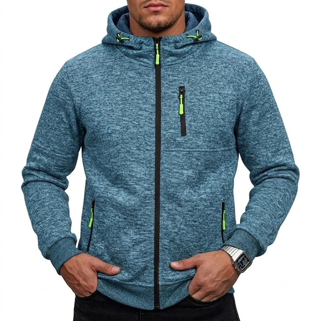 Herren-Kapuzenpullover mit Reißverschluss, Farbblock-Hoodie, Langarmjacke für Herren, Herbst-Outwear, Pullover mit mehreren Taschen, Sportbekleidung – Detail 12