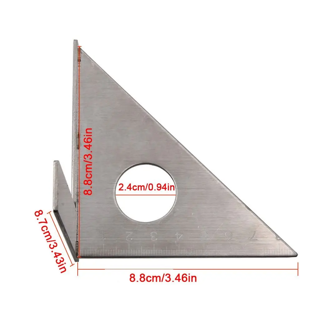 45/90 Degrees Protractor Marking Gauge Clear Scale Practical Angle Ruler Multifunction Durable Triangle Square Ruler