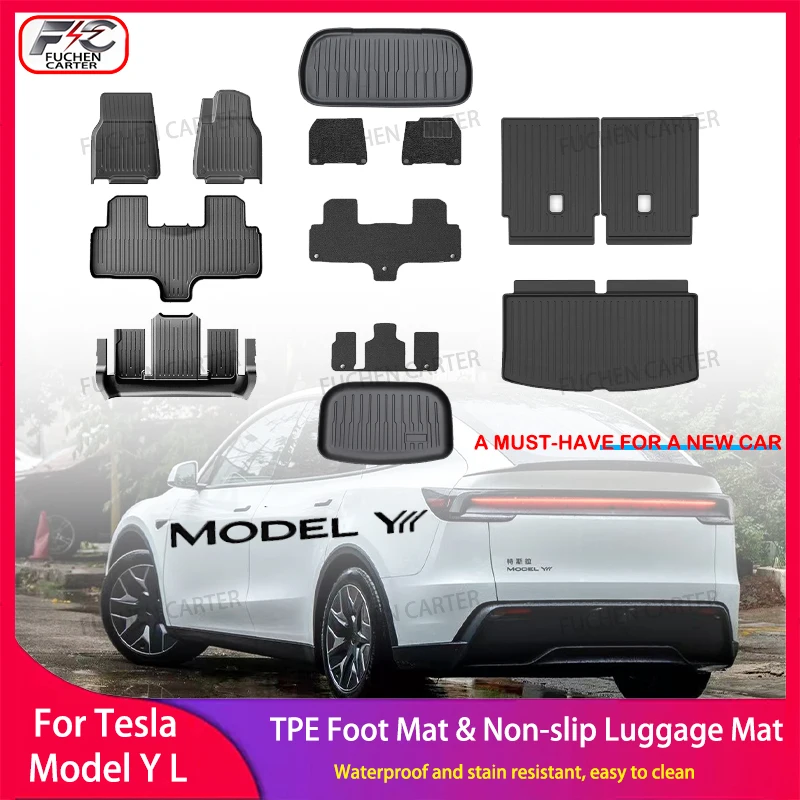 

Для Tesla New Model YL 2026+ (новая модель) — водонепроницаемые коврики из TPE для пола и багажника, износостойкие накладки для ног, аксессуары для багажника Model YL