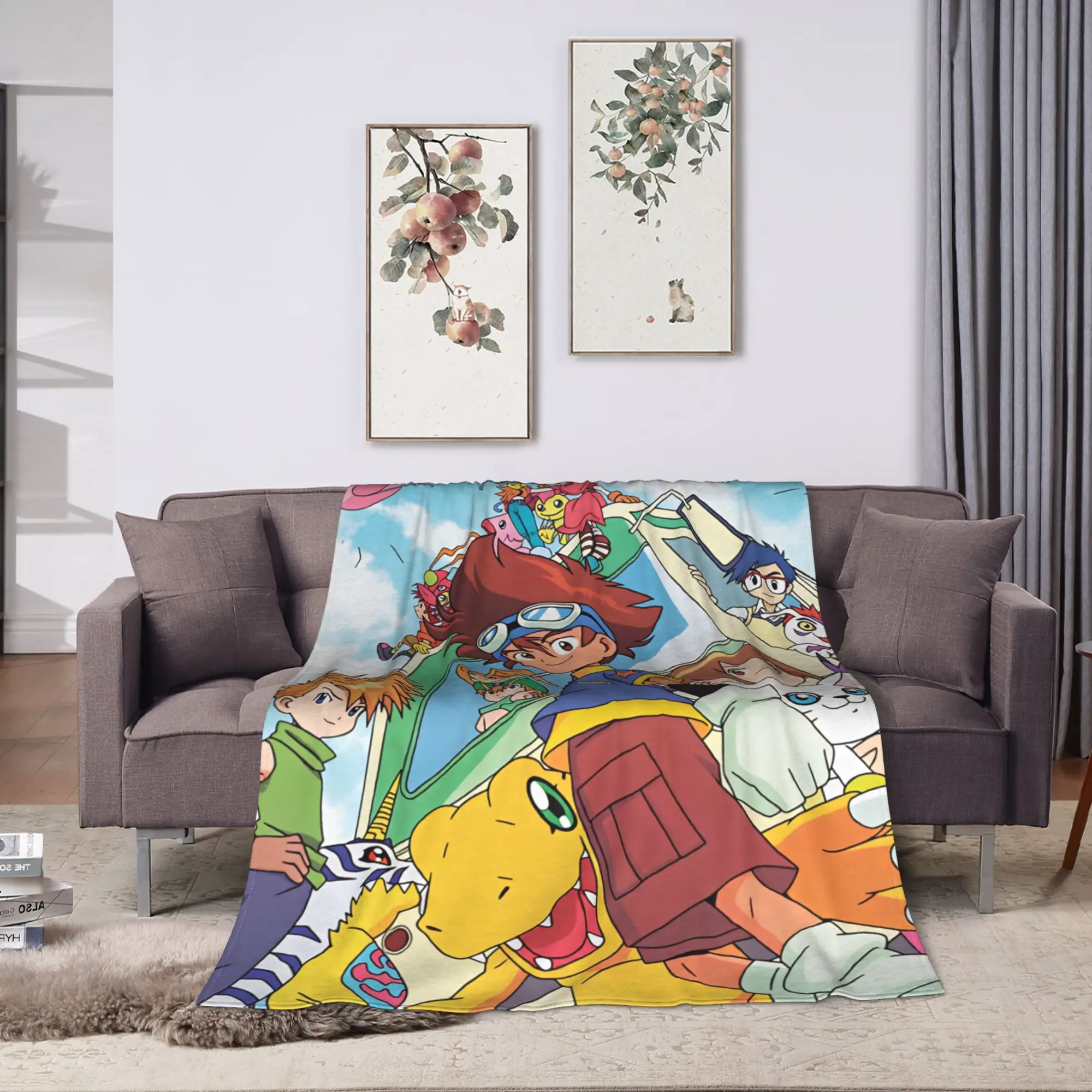Digimon Adventure Blankets  Soft Novelty Plush Bedding Throws For Bedroom Travel Flannel Bedspread Bed Cover