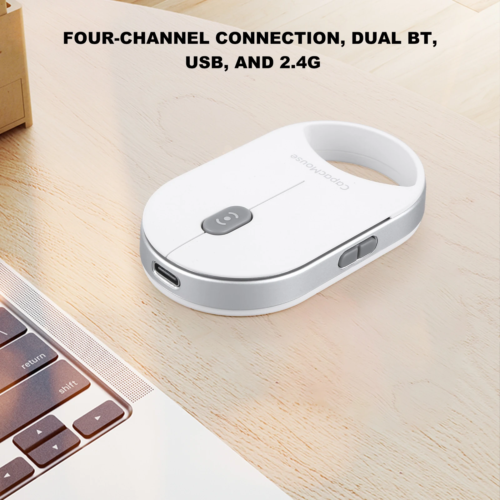 Mouse wireless Mini mouse capacitivo ricaricabile Mouse senza fili con ricevitore USB 4 DPI regolabili per PC portatile Notebook Desktop