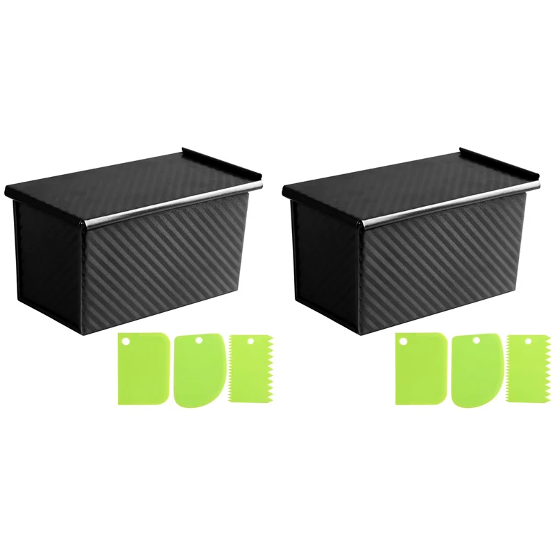 

【ПРИС-ПРЕП!】2 форма для хлеба со скребком для теста, форма для буханки Pullman с крышкой, форма для хлеба с крышкой