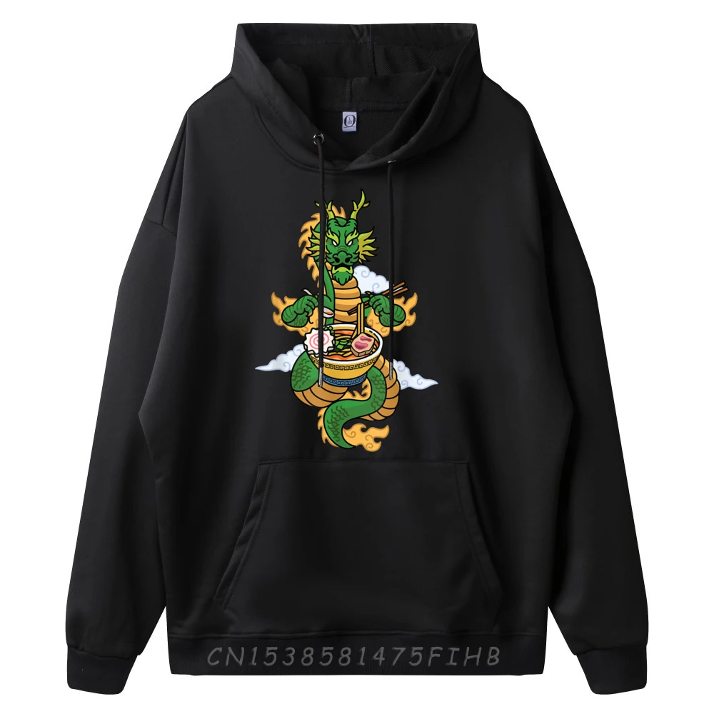 Japanese Dragon Eating Ramen Noodle Graphic Tees Classic and versatile Pullover Men Group