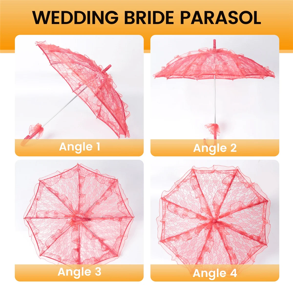 

A578T- Lace Parasol Wedding Lace Flower Wedding Bride Parasol Umbrella red