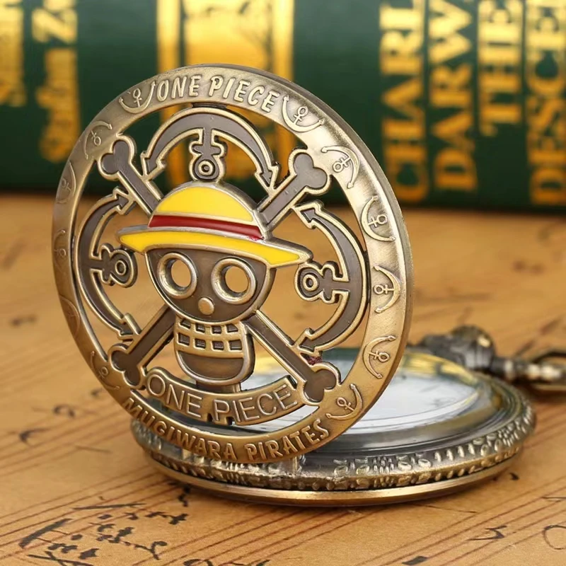 Anime One Piece Pocket Watch Animation Peripherals Toys European American Vintage Bronze Fashion Children Birthday Gifts