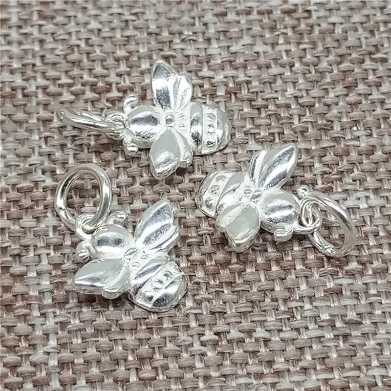 2 Pieces Shiny Honey Bee Charms in 925 Sterling Silver for Necklace Bracelet and Earring Making view 3