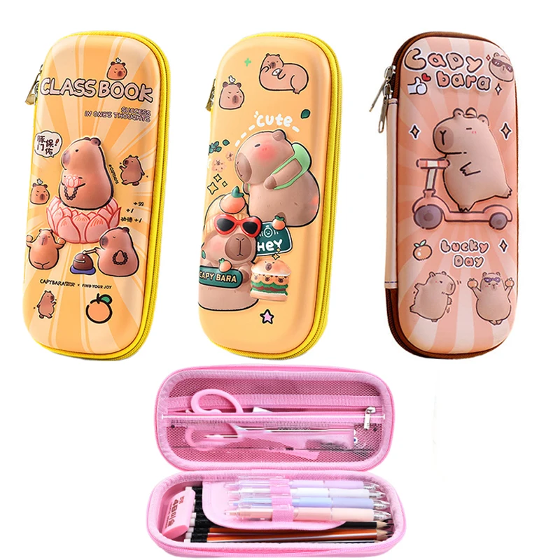 3D Capybara Pencil Case Drop Resistant Waterproof Student School Supplies Large Capacity Multifunctiona Pen Pouch Stationery
