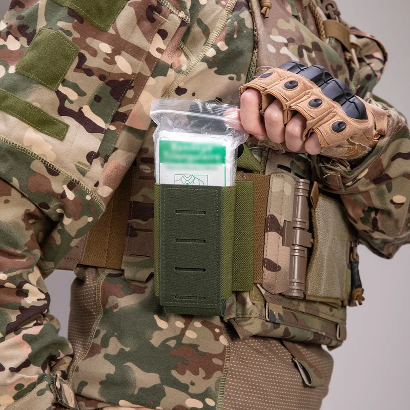 Carbon Fiber Style Tactical Waist Belt MOLLE Double Storage Pouch Outdoor Multifunctional Accessory Carry Gear