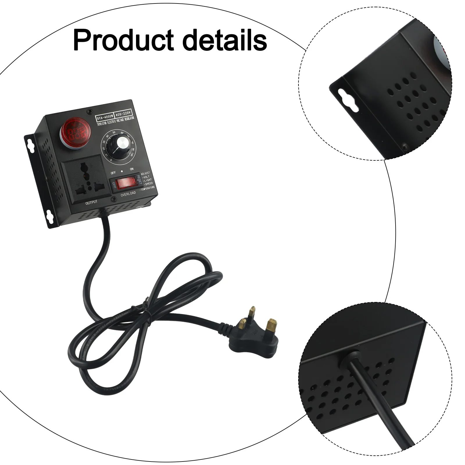 1x regulador de voltaje velocidad temperatura luz voltaje AC 220V 4000W atenuador ajustable compacto controlador de voltaje Variable piezas