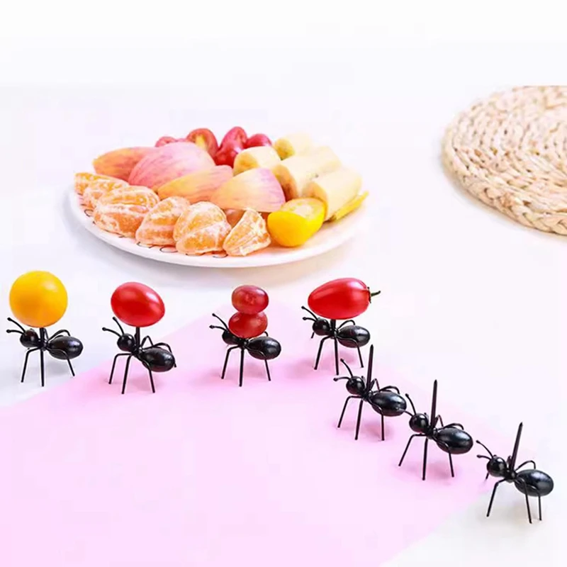 12Pcs Fruit Dessert Fork Reusable Ant Food Pick Animal Appetizer Forks For Snack Cake Dessert