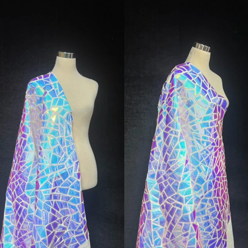 Geometric Sequin Embroidered Velvet Fabric for DIY Sewing Performance Costume Background Shooting Material Cloth By The Meter
