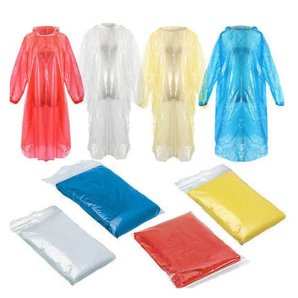 1/5/10/20PCS 2024 new Disposable Adult Emergency Waterproof Rain Coat Hiking Camping Hood Disposable portable plastic raincoat