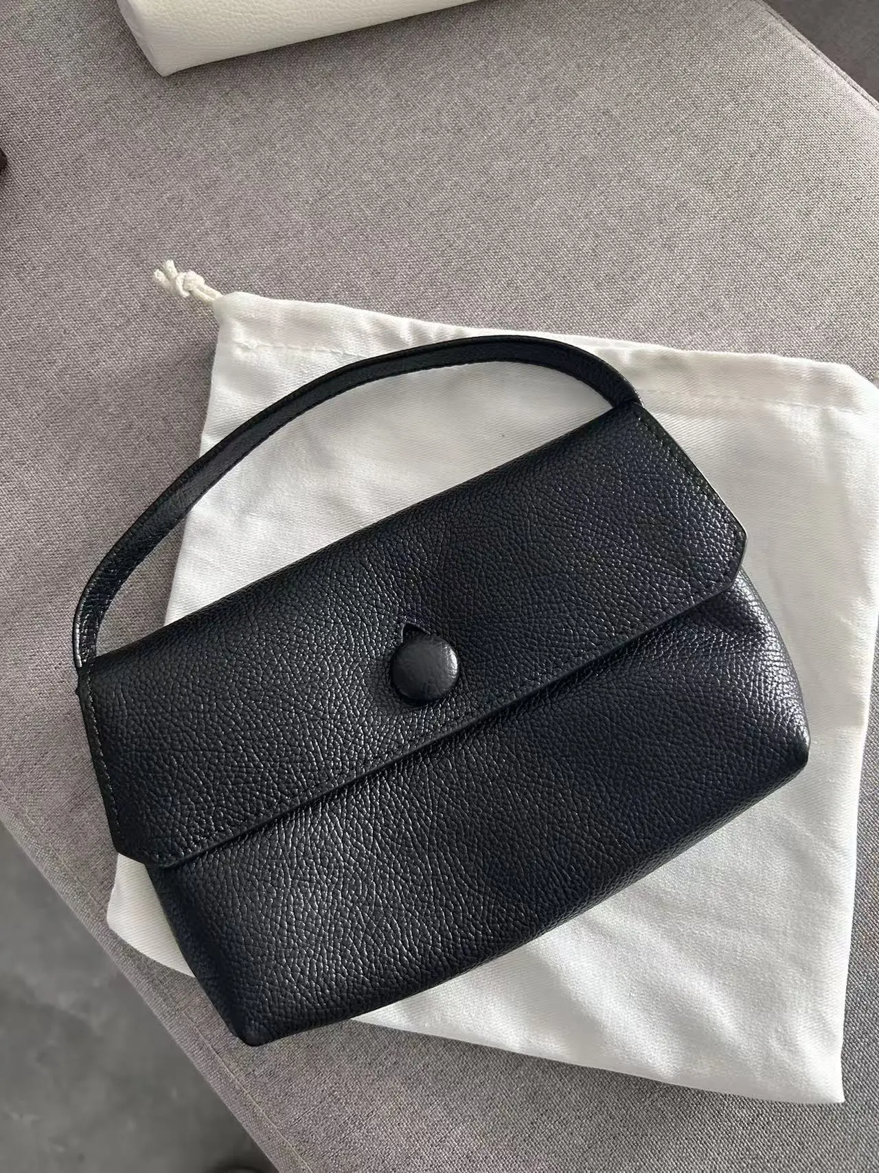 New ROW Women Handbag 2026, Top-grain Leather Crossbody Bag, Cute Button Design Casual Soft Small Square Bag