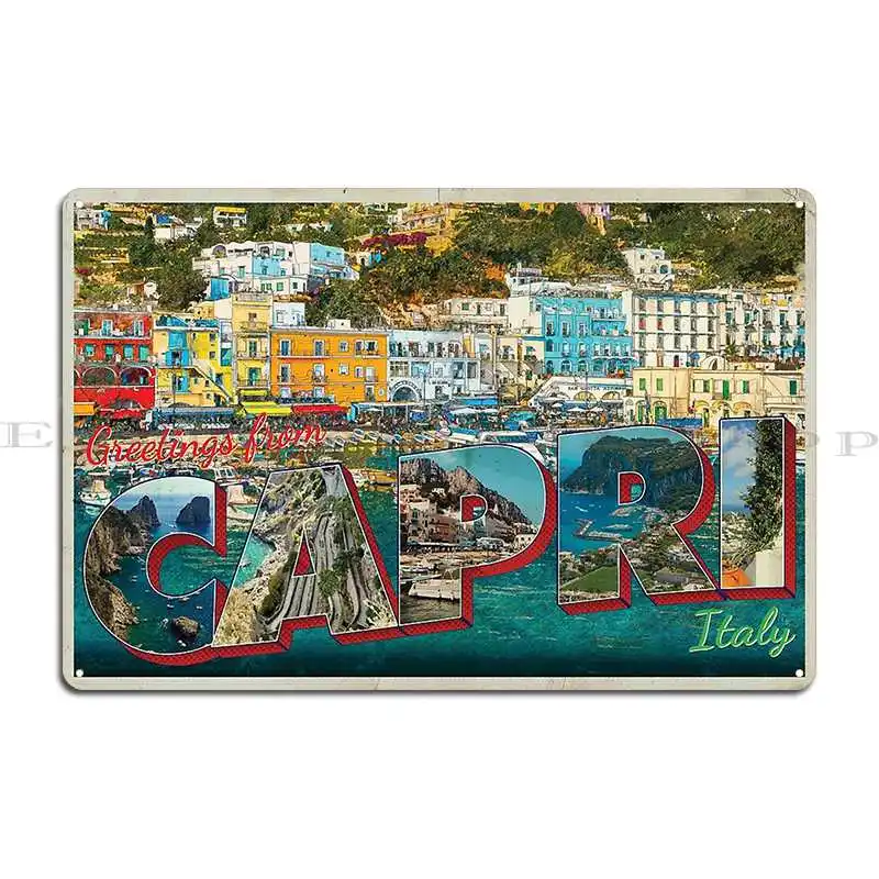 Greetings From Capri In Italy Vintage Style Retro Souvenir Metal Plaque Poster Plaques Decoration Create Tin Sign Poster