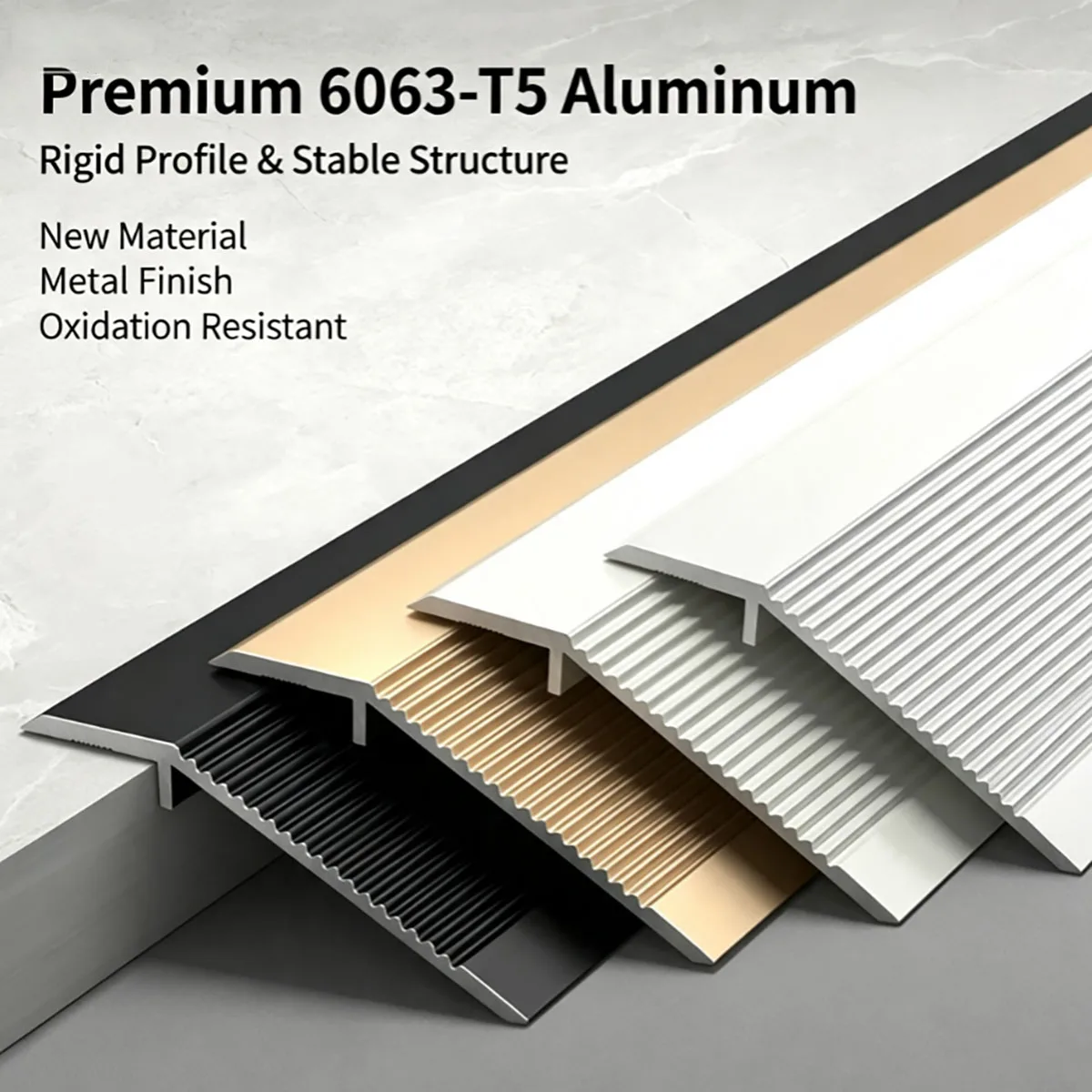 Aluminum Floor Transition Strip Threshold Ramp, Slope Doorway Reducer Trim for Wheelchair Access Tile Laminate Flooring