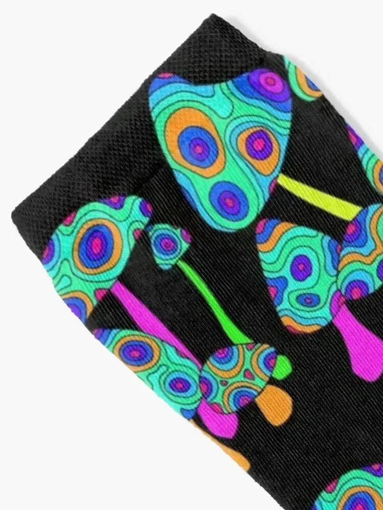 Technicolor Mushrooms Green Fungi Socks golf christmas stocking loose floral Socks Male Women's