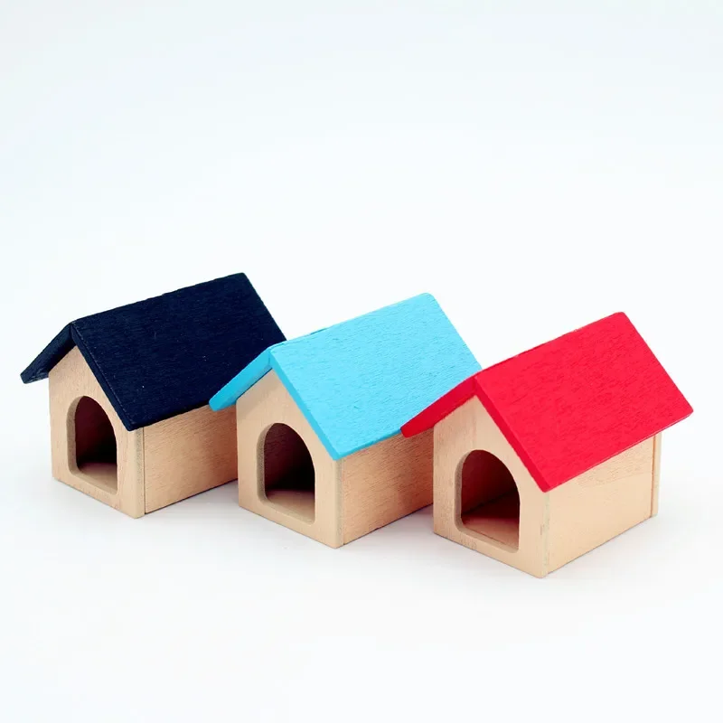 1:6 Dollhouse Wooden Puppy House Kennel Dogs Food Scene Models Toys Miniature Scale Home Decor Decoration Doll Accessories