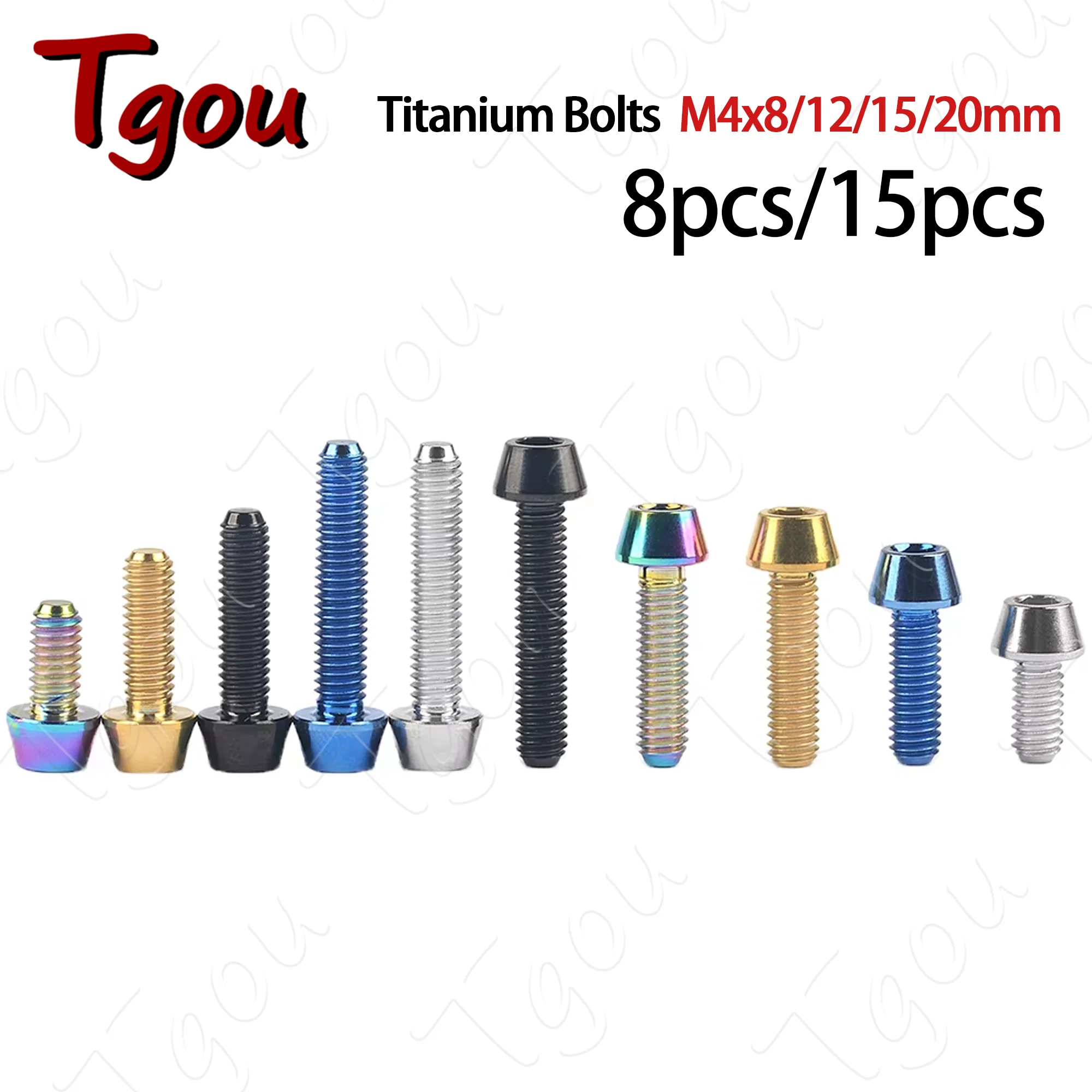 

Tgou Titanium Bolt M4x8/10/12/15/20mm Tapered Allen Key Screw for Bicycle 8pcs/15pcs