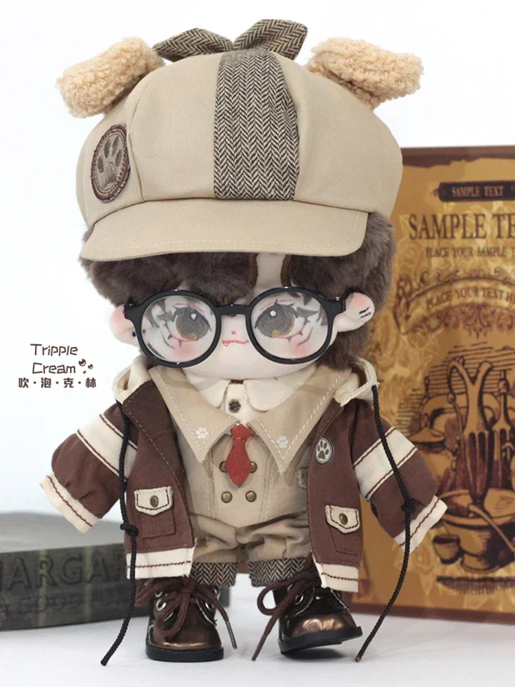 Handsome Fashion Boys Uniform Detective For Plush 20cm Doll Shirt Cloak Clothes Clothing Outfits Dress Up Plushie Toys Gift New