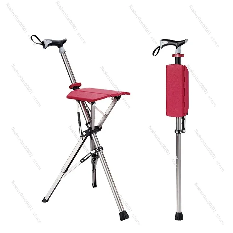 Outdoors Folding Crutch Chair Elderly Rest Hand Stool Light Multifunctional Non Slip Portable Stools Beach Camping Chair