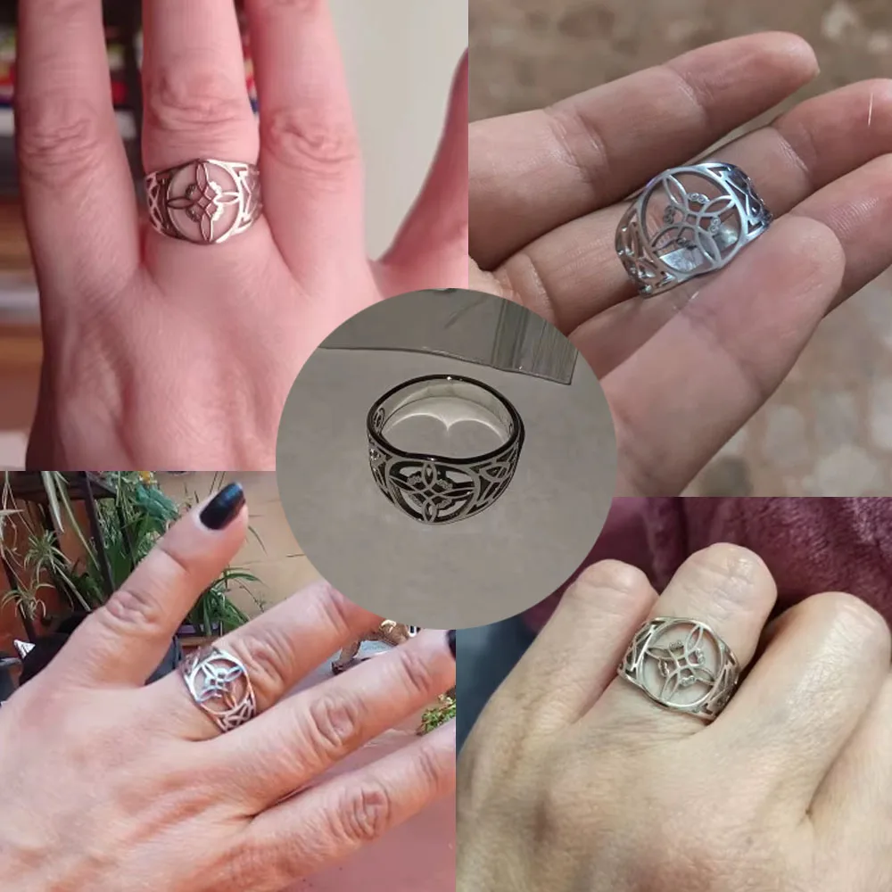 COOLTIME Witch Knot Rings for Women Men Stainless Steel Vintage Amulet Finger Ring Witchcraft Celtics Knot Jewelry New in