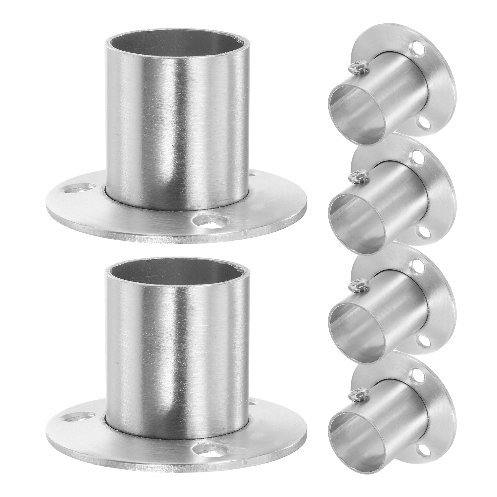

6Pcs Stainless Steel High-Foot Flange Base Fixed Flange Shower Curtain Rod Holder Closet Pole Support Closet Rod Holder