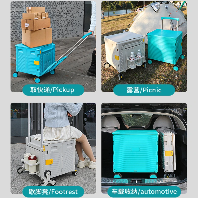 Carrello della spesa pieghevole da campeggio all'aperto Carrello di consegna portatile per la casa Carrello di carico per venditore ambulante