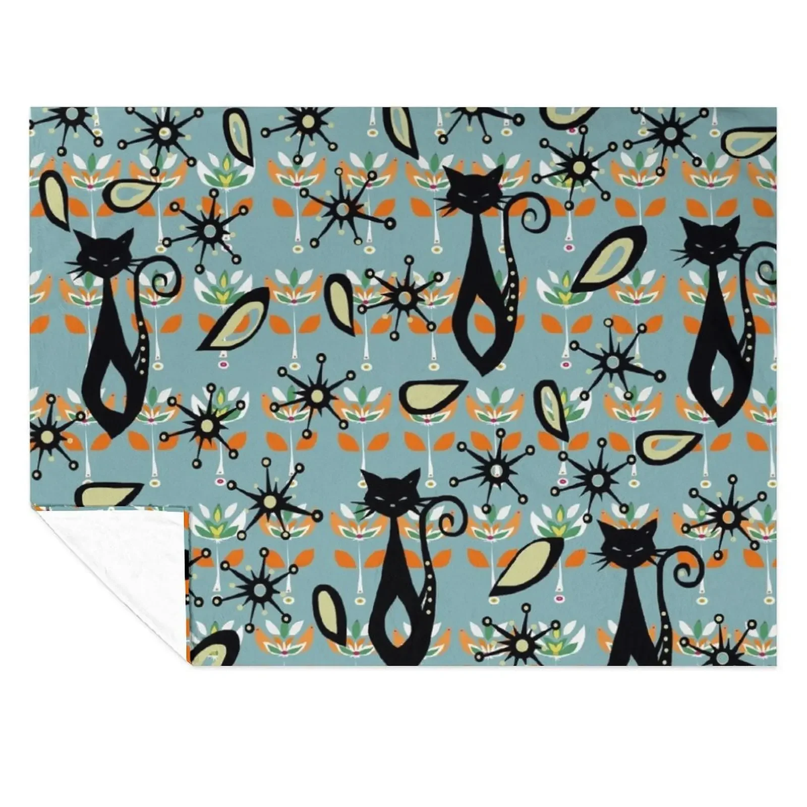 

Atomic cat, mid century modern Throw Blanket Luxury Designer Baby Furry Flannel Fabric Blankets