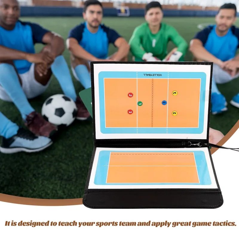 Foldable Volleyball Tactics Board Portable Dry-Erase Coaching Tactical Board with Erasable Pen Reusable Writing Surface Strategy