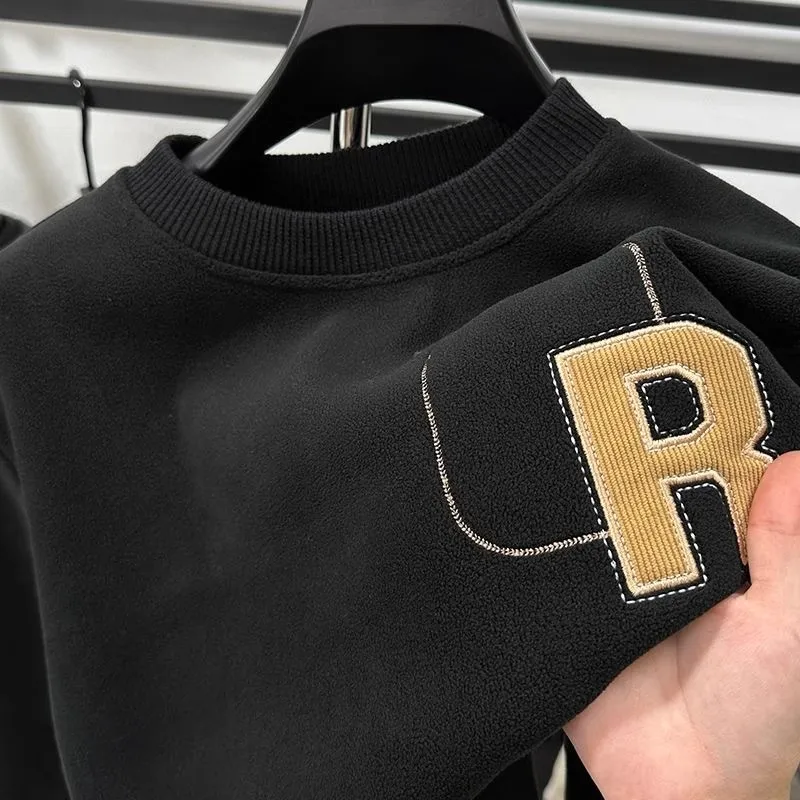 

Мужская толстовка Heavyweight Fce с длинным рукавом, утепленная, теплая, для осени и зимы, двусторонний вельвет, без капюшона, модный брендовый стиль.