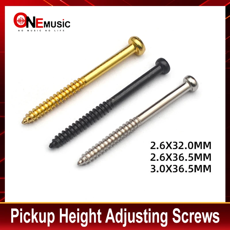 10pcs Electric Guitar Bass Pickup Height Adjusting Screws 2.6/3.0MM x 32/36.5MM Silver Black Gold